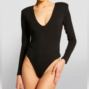 Good American Good Body Low Down Deep V Bodysuit